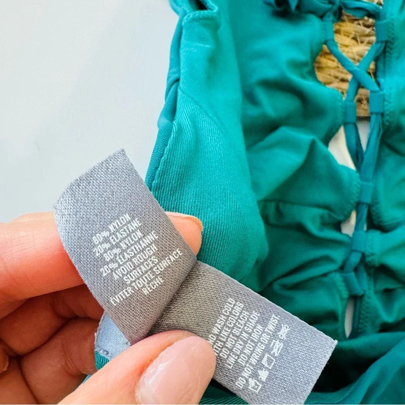 Aerie Green Lace Up One Piece Swimsuit Size Medium - Picture 9 of 12